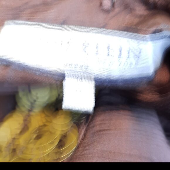 Plus Size 14 Brown Sheer Flowy Elegant Evening Halter Top Midi Dress - Picture 7 of 9